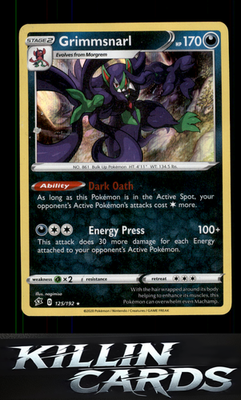 Grimmsnarl 125/192 Pokemon Holo Rare SWSH02: Rebel Clash Card NM