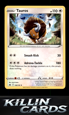 Tauros 106/159 Pokemon Rare SWSH: Crown Zenith Card NM