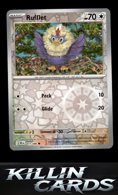 Reverse Holofoil Rufflet 077/086 Pokemon Common SV: Black Bolt Card NM