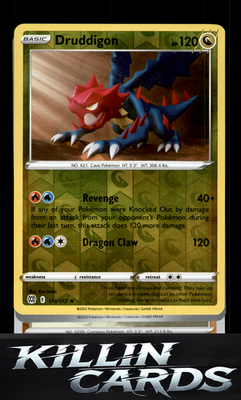 Reverse Holofoil Druddigon 113/172 Pokemon Rare SWSH09: Brilliant Stars Card NM