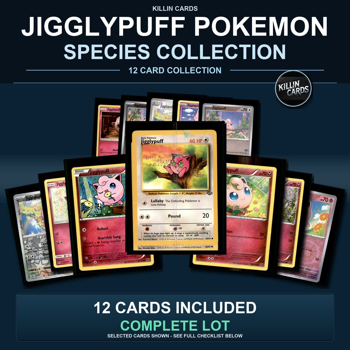 Pokemon TCG Jigglypuff Pokemon Species Collection 12 Different Cards Collection