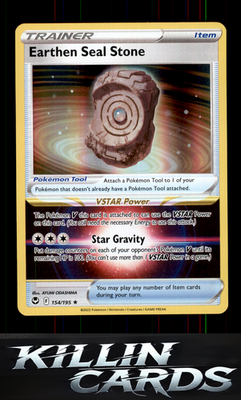 Earthen Seal Stone 154/195 Pokemon Holo Rare SWSH12: Silver Tempest Card NM