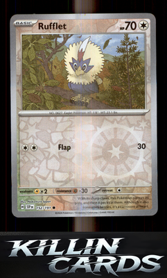 Reverse Holofoil Rufflet 152/191 Pokemon Common SV08: Surging Sparks Card NM