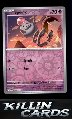 Reverse Holofoil Spoink 090/197 Pokemon Common SV03: Obsidian Flames Card LP