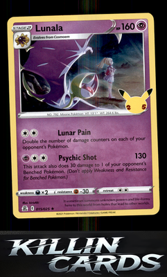 Lunala 015/025 Pokemon Holo Rare Celebrations Card NM