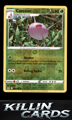 Reverse Holofoil Cascoon 009/196 Pokemon Uncommon SWSH11: Lost Origin Card NM