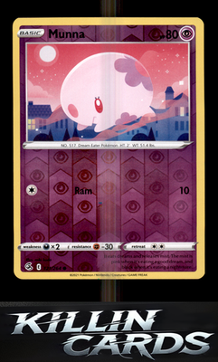 Reverse Holofoil Munna 121/264 Pokemon Common SWSH08: Fusion Strike Card NM