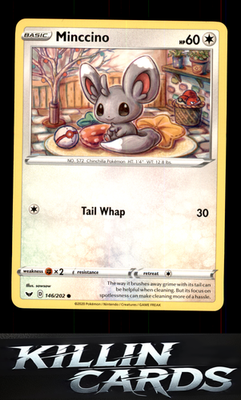 Minccino (146) 146/202 Pokemon Common SWSH01: Sword & Shield Base Set Card NM