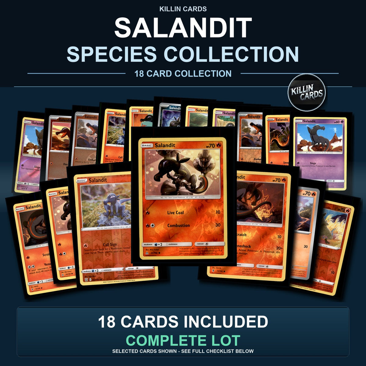 Pokemon TCG Salandit Species Collection 18 Different Cards