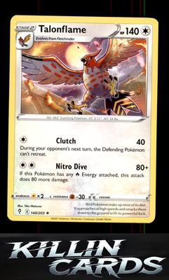 Talonflame 140/203 Pokemon Rare SWSH07: Evolving Skies Card NM