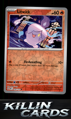 Reverse Holofoil Litwick 036/197 Pokemon Common SV03: Obsidian Flames Card NM