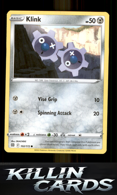 Klink 102/172 Pokemon Common SWSH09: Brilliant Stars Card NM