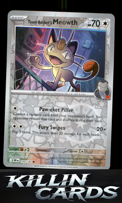 Reverse Holofoil Team Rocket's Meowth 149/182 Pokemon Common SV10: Destined Riva