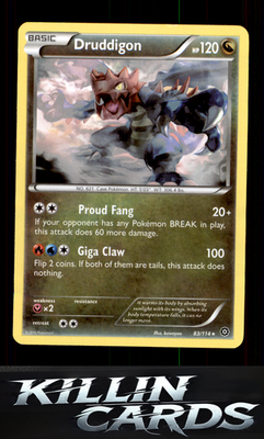 Druddigon 83/114 Pokemon Rare XY - Steam Siege Card LP