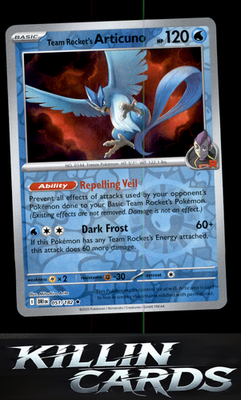 Reverse Holofoil Team Rocket's Articuno 051/182 Pokemon Rare SV10: Destined Riva