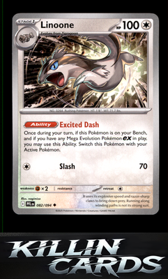 Linoone 082/094 Pokemon Uncommon ME02: Phantasmal Flames Card NM
