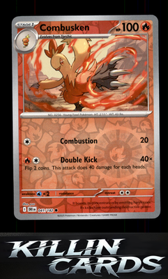 Reverse Holofoil Combusken 041/182 Pokemon Common SV10: Destined Rivals Card NM