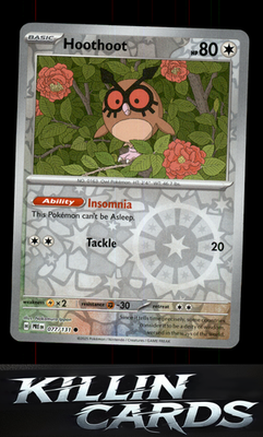 Reverse Holofoil Hoothoot 077/131 Pokemon Common SV: Prismatic Evolutions Card N