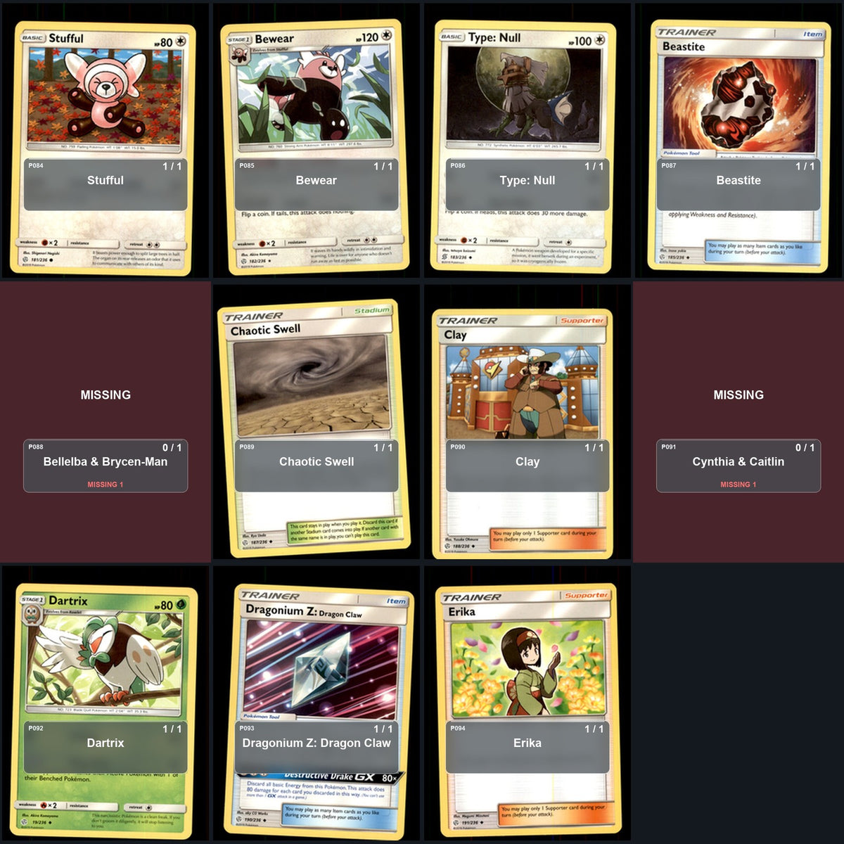 Pokemon TCG SM - Cosmic Eclipse C/UC/R Standard Set 143 Cards