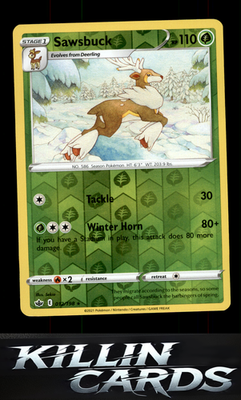 Reverse Holofoil Sawsbuck 012/198 Pokemon Rare SWSH06: Chilling Reign Card NM