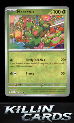 Reverse Holofoil Maractus 008/086 Pokemon Common SV: Black Bolt Card NM