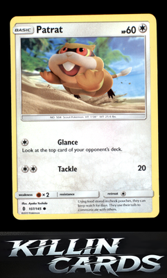 Patrat 107/145 Pokemon Common SM - Guardians Rising Card NM
