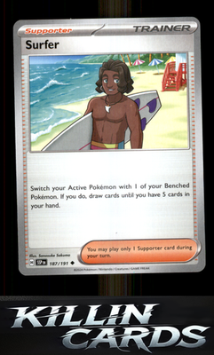 Surfer - 187/191 187/191 Pokemon Uncommon SV08: Surging Sparks Card NM