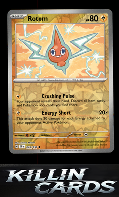 Reverse Holofoil Rotom 061/191 Pokemon Common SV08: Surging Sparks Card NM