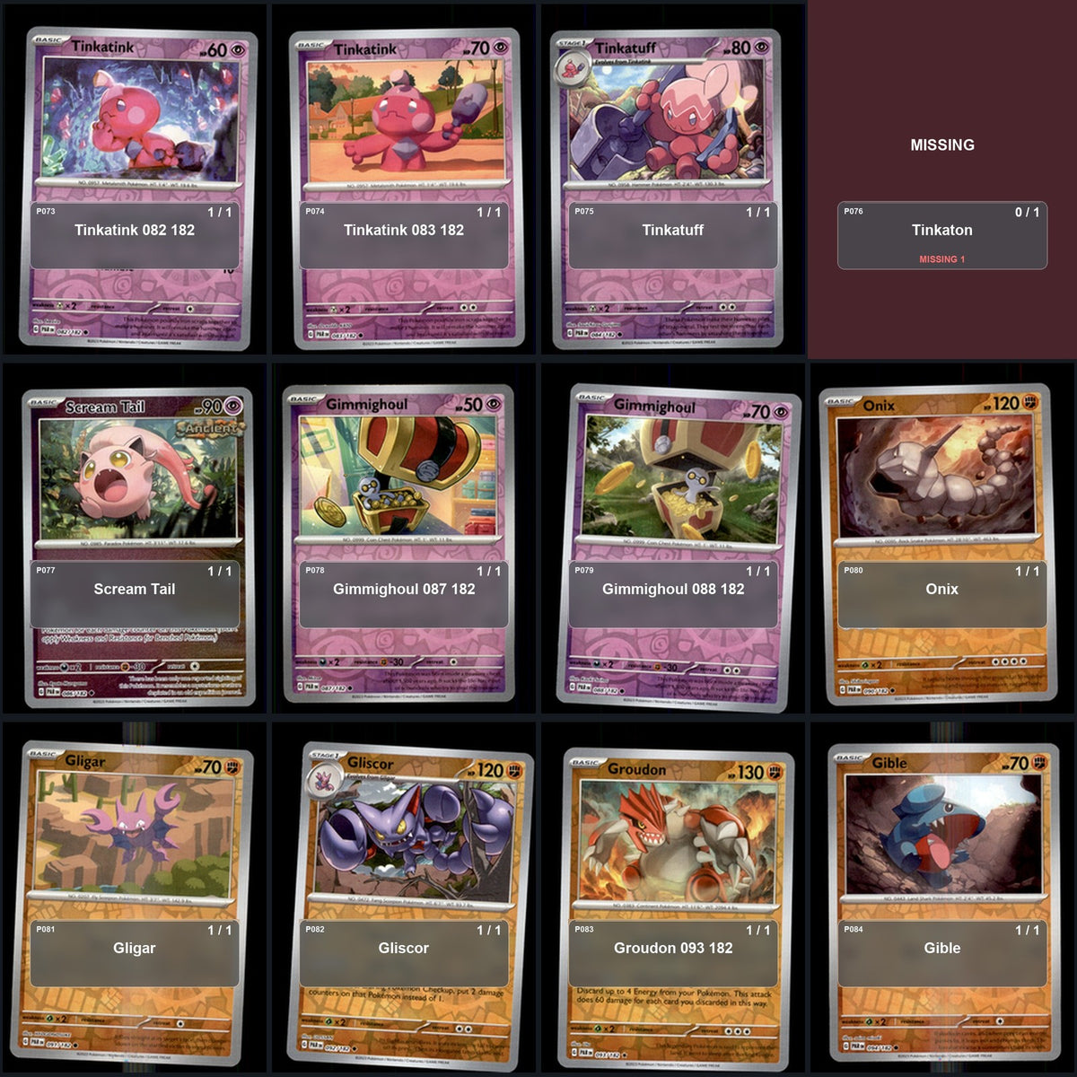 Pokemon TCG SV04: Paradox Rift Reverse Holo Master Set 141 Reverse Holo Card