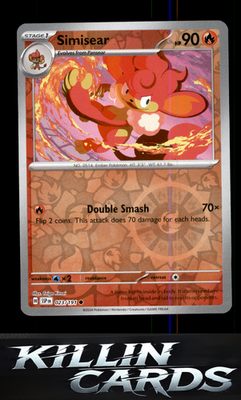 Reverse Holofoil Simisear 023/191 Pokemon Common SV08: Surging Sparks Card NM