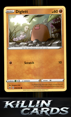 Diglett 092/202 Pokemon Common SWSH01: Sword & Shield Base Set Card NM