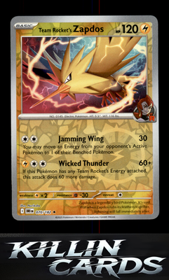 Reverse Holofoil Team Rocket's Zapdos 070/182 Pokemon Rare SV10: Destined Rivals