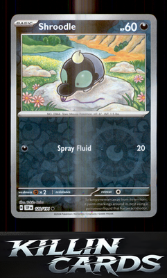 Reverse Holofoil Shroodle 120/191 Pokemon Common SV08: Surging Sparks Card NM