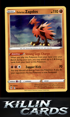 Galarian Zapdos 082/203 Pokemon Holo Rare SWSH07: Evolving Skies Card NM