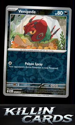Reverse Holofoil Venipede 054/086 Pokemon Common SV: Black Bolt Card NM