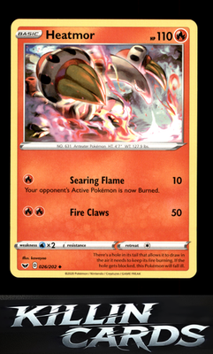 Heatmor 026/202 Pokemon Uncommon SWSH01: Sword & Shield Base Set Card NM