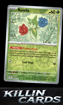 Reverse Holofoil Roselia 008/162 Pokemon Common SV05: Temporal Forces Card NM