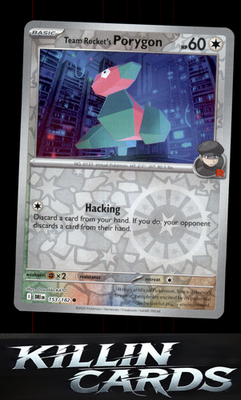 Reverse Holofoil Team Rocket's Porygon 153/182 Pokemon Common SV10: Destined Riv