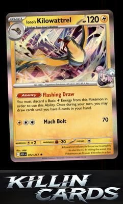 Reverse Holofoil Iono's Kilowattrel (Energy Symbol Pattern) 072/217 Pokemon Rare