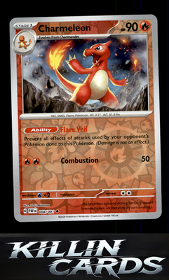 Reverse Holofoil Charmeleon - 008/091 008/091 Pokemon Uncommon SV: Paldean Fates