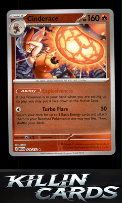 Reverse Holofoil Cinderace 028/132 Pokemon Rare ME01: Mega Evolution Card NM