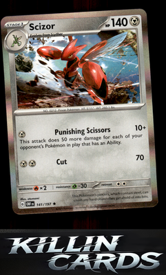 Scizor 141/197 Pokemon Rare SV03: Obsidian Flames Card NM