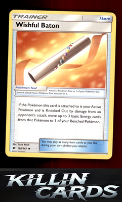 Wishful Baton 128/147 Pokemon Uncommon SM - Burning Shadows Card NM