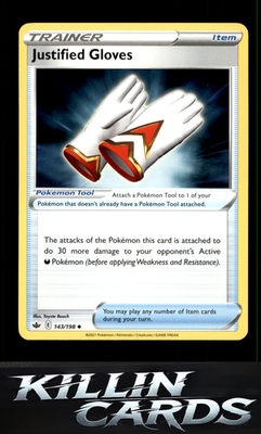 Justified Gloves 143/198 Pokemon Uncommon SWSH06: Chilling Reign Card NM