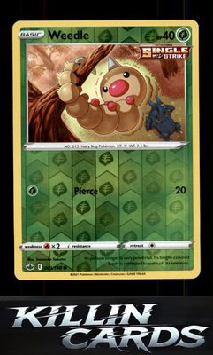 Reverse Holofoil Weedle 001/198 Pokemon Common SWSH06: Chilling Reign Card NM