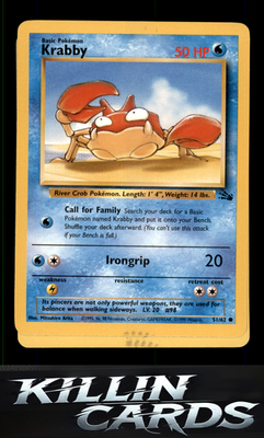Krabby 51/62 Pokemon Common Fossil Card LP