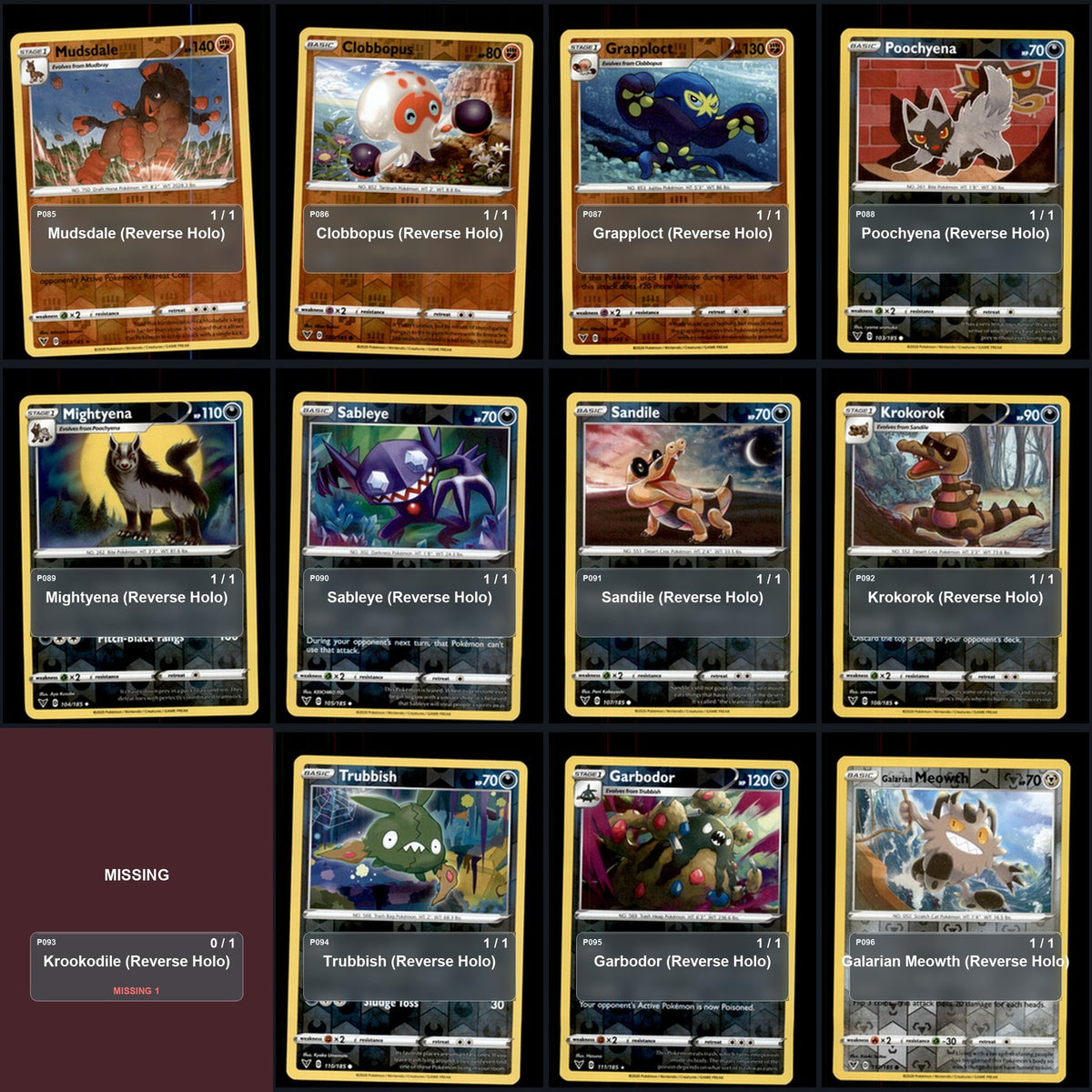 Pokemon TCG SWSH04: Vivid Voltage Reverse Holo Master Set 121 Reverse Holo Card