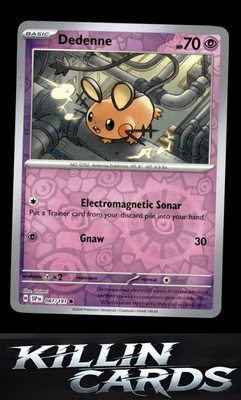 Reverse Holofoil Dedenne 087/191 Pokemon Common SV08: Surging Sparks Card NM