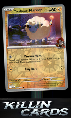 Reverse Holofoil Team Rocket's Mareep 072/182 Pokemon Common SV10: Destined Riva
