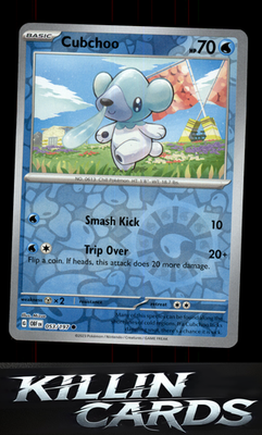 Reverse Holofoil Cubchoo 053/197 Pokemon Common SV03: Obsidian Flames Card NM